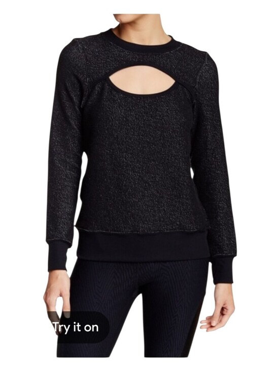 Koral Tops - Koral Womens Black Breach Open Front Modal Activewear Pullover Large